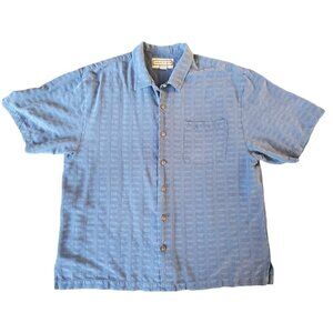 JAMAICA JAXX Button Down Shirt Men's Size XXL Hawaiian Blue 100% Silk Casual